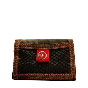 Retro Nylon Mesh Pocket Front Trifold Multi Pocketed Wallet Compact Easy Clean